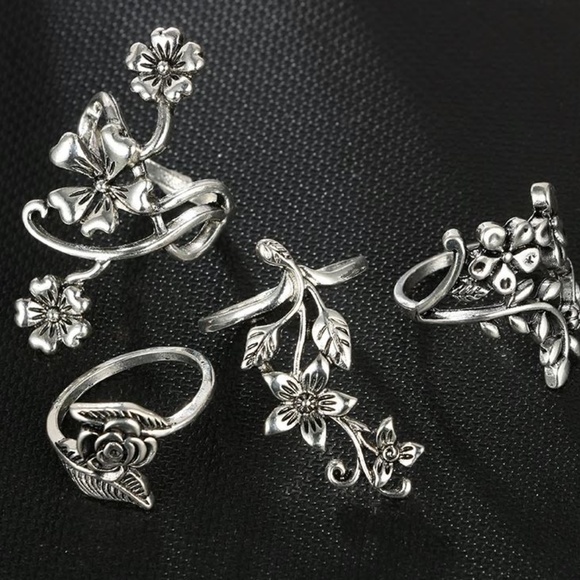 Vintage Rose Flower Ring Set - Picture 3 of 6